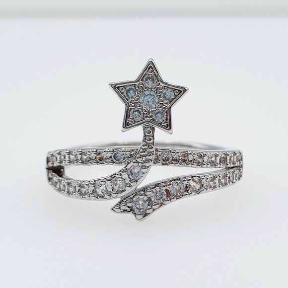 🎀  Fashion Star Shaped 925 Silver Plated Wedding Ring, FB16FA1066 - Picture 7 of 7